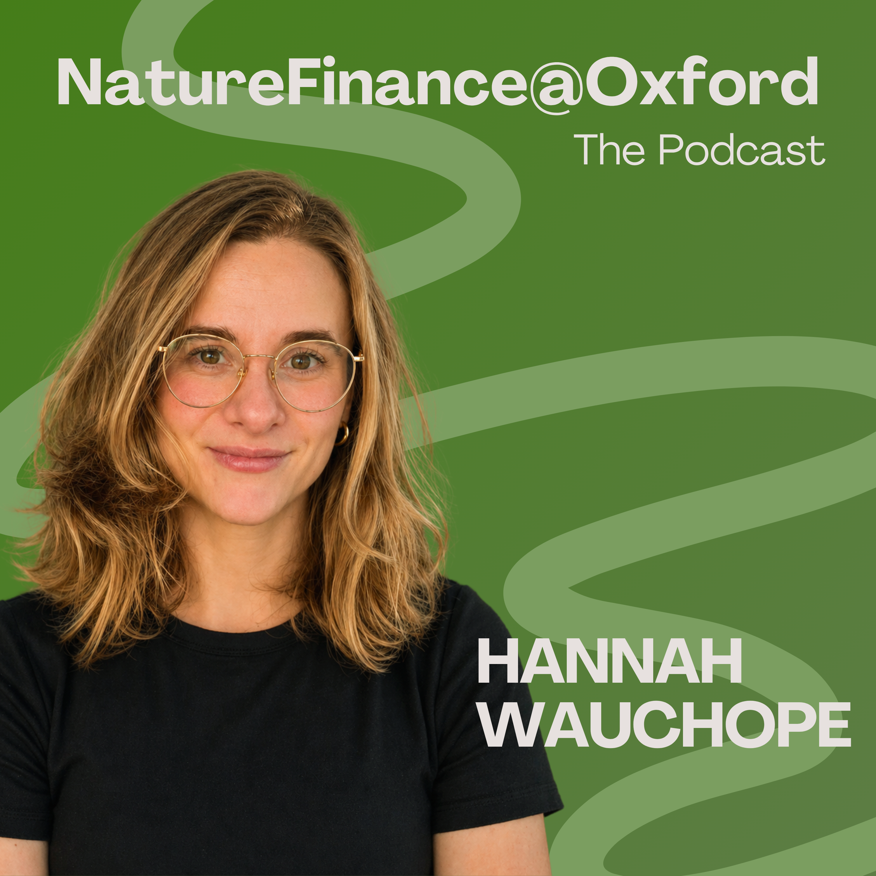 Podcast cover a green background with an image of Hannah Wauchope
