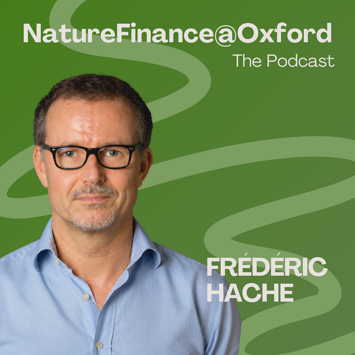 Podcast cover with green background and image of Frederic Hache