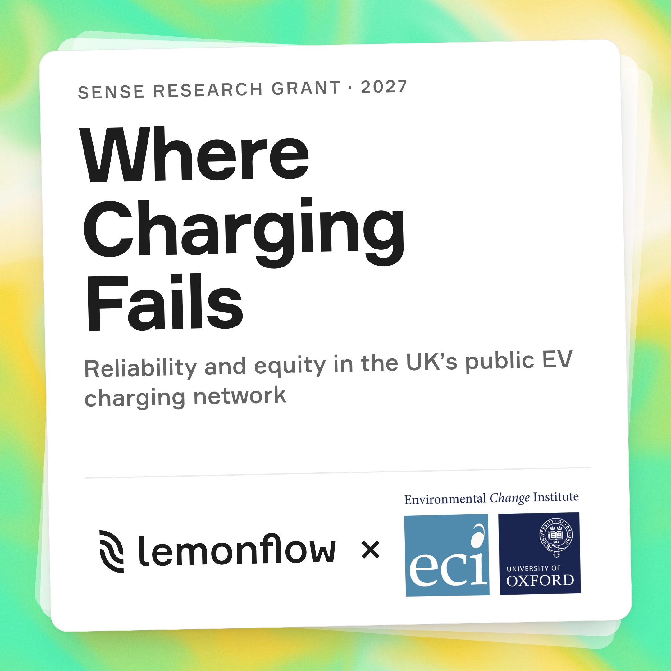 Flyer for the research including the title 'Where Charging Fails' and the logos of the partners