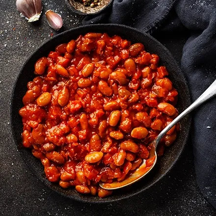 Beans cooking in a pan