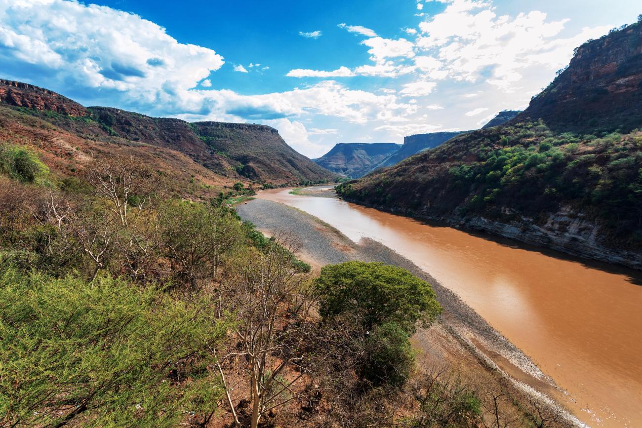 Mountain landscape with canyon and river Blue Nile, Amhara Region, Ethiopia