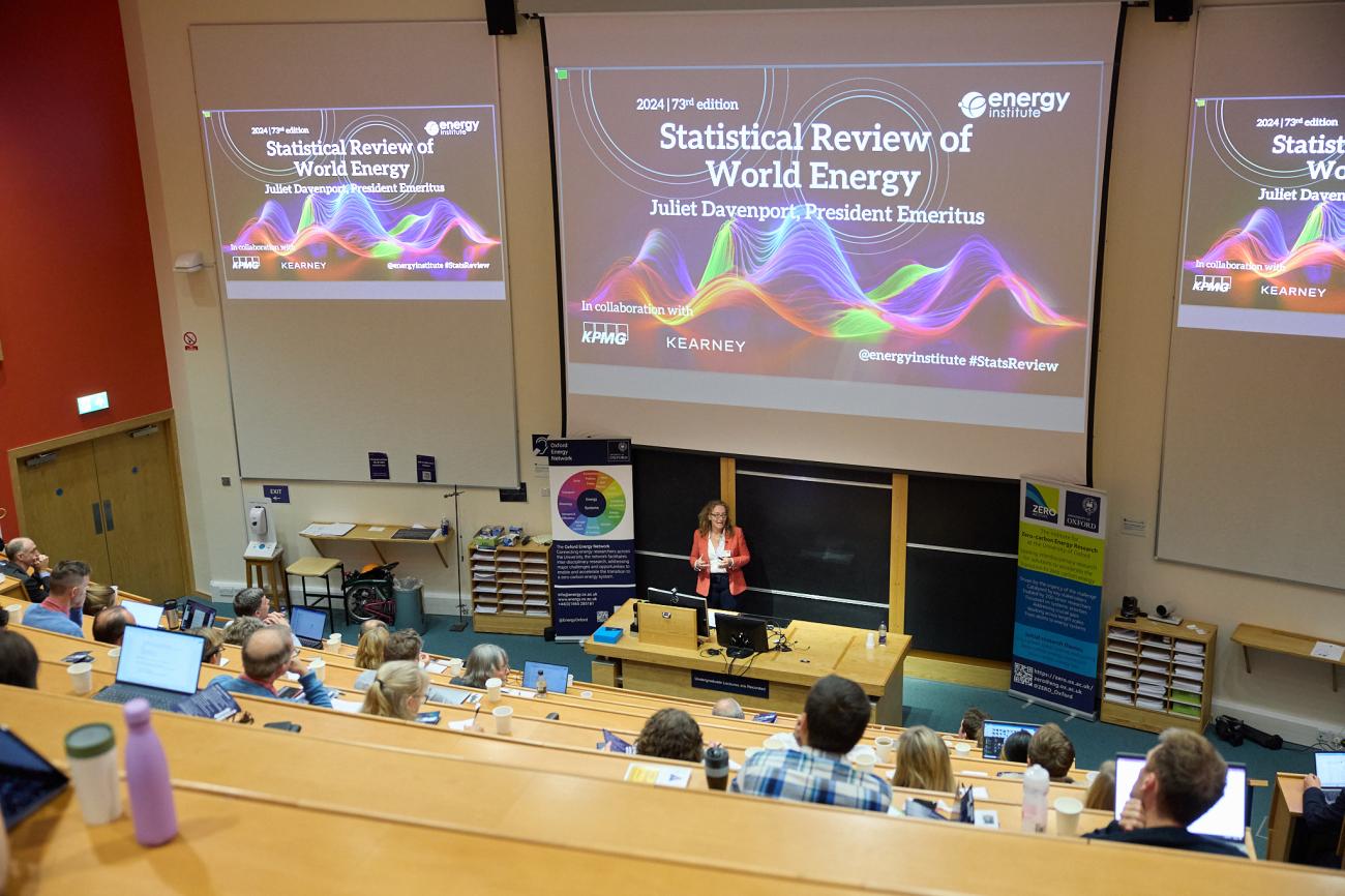 Delegates in lecture theatre watching a presentation
