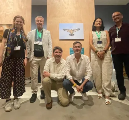 Prof Malhi posing with the British Ambassador to Colombia, George Hodgson, and members of the Natural History Museum in London