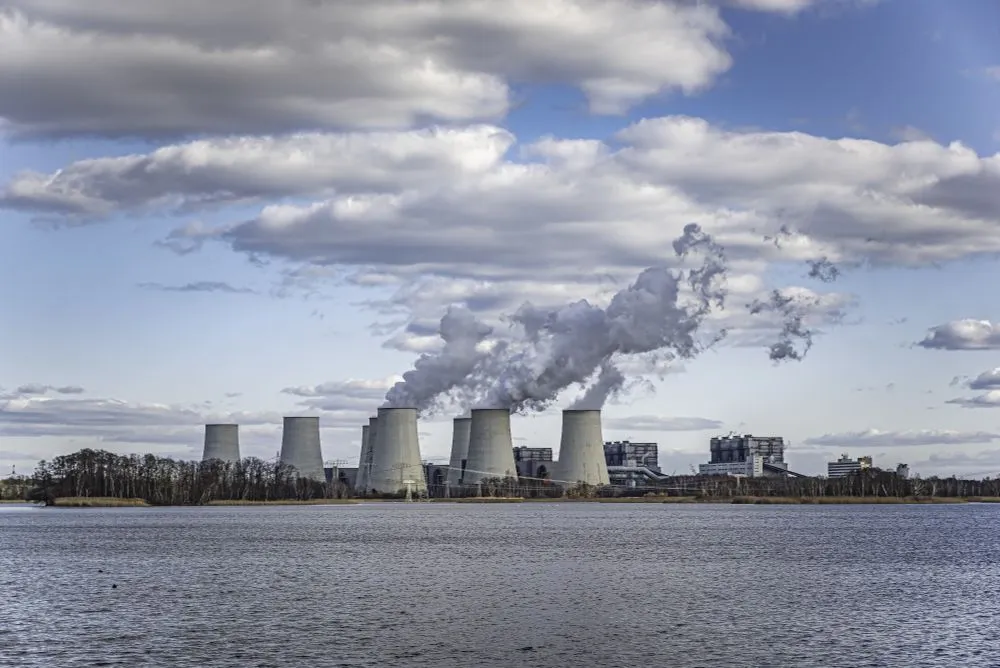 Power plant view across water