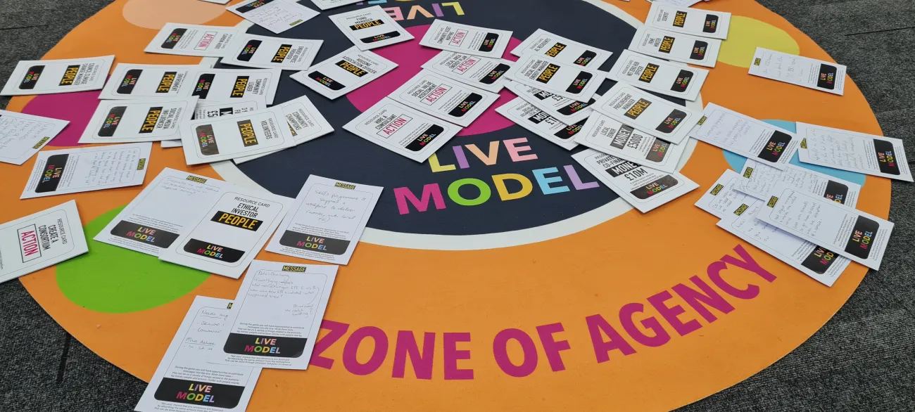Live Model game laid out on floor