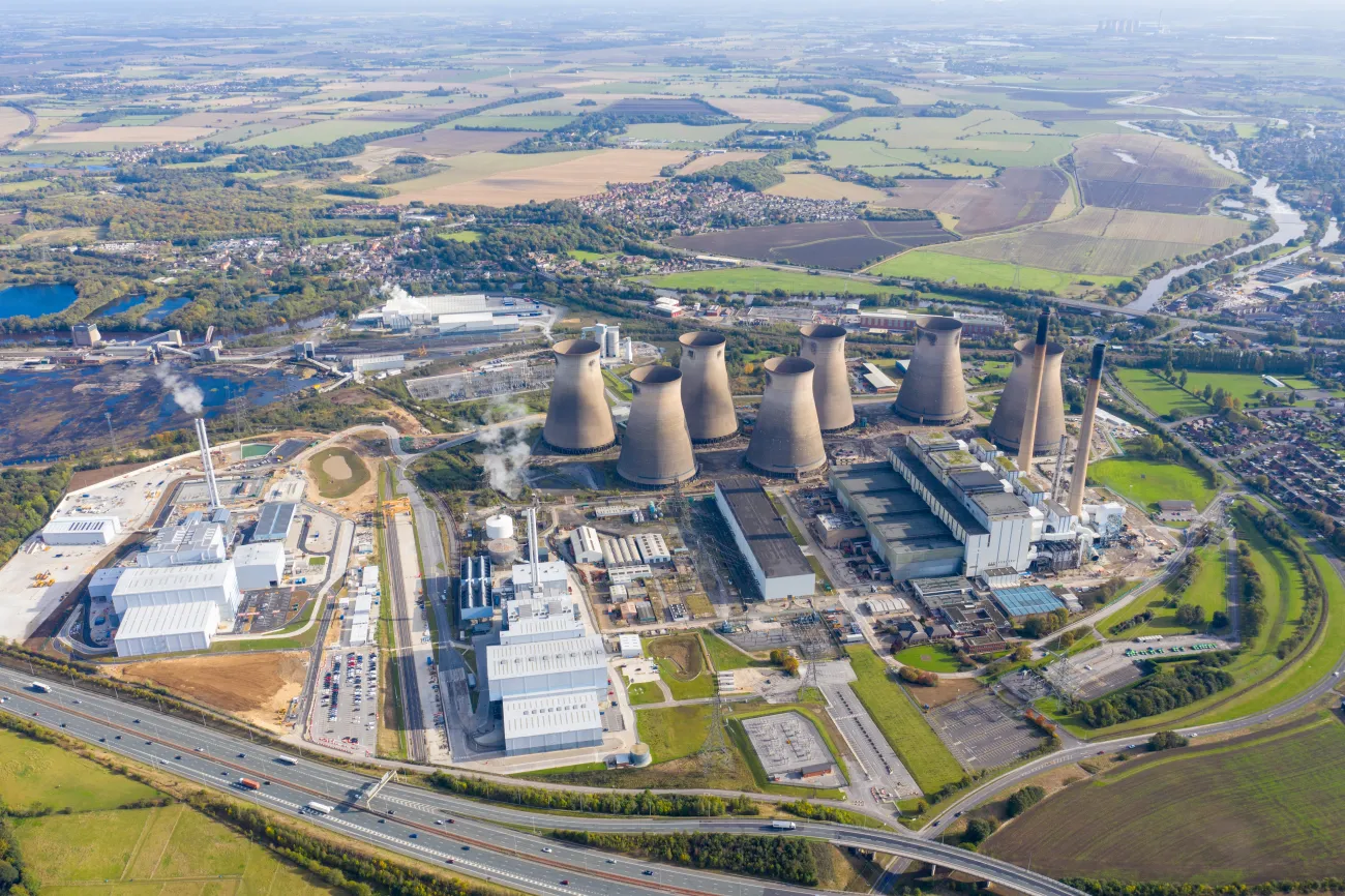 Drone view of Keadby power station, near Scunthorpe, UK