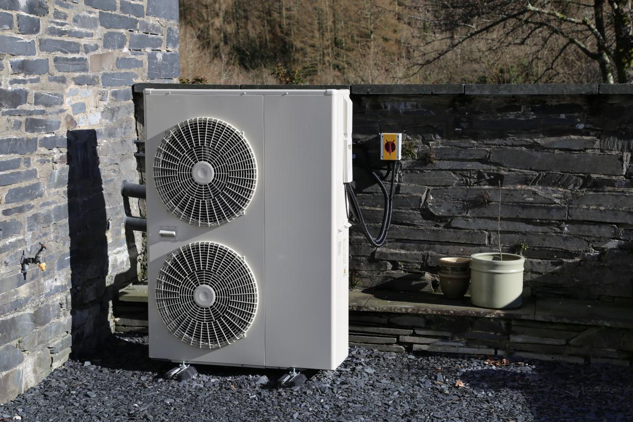 The outside unit for an air source heat pump