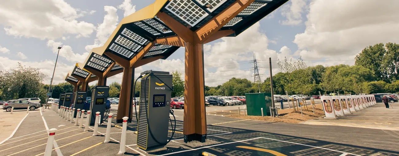 Solar panels and chargers at the superhub