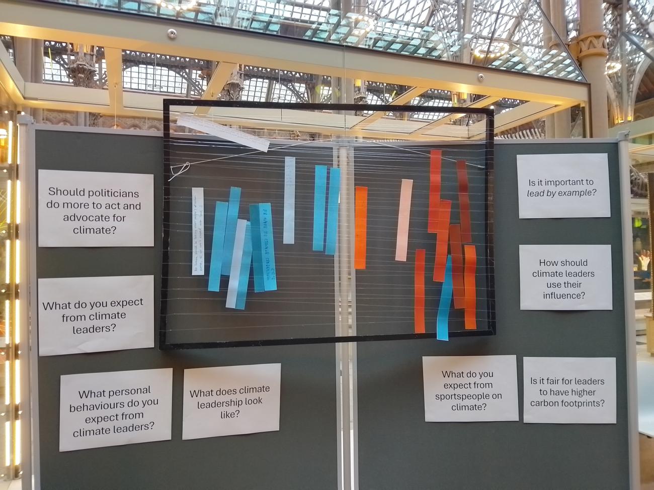 A display board with thoughts from the discussion