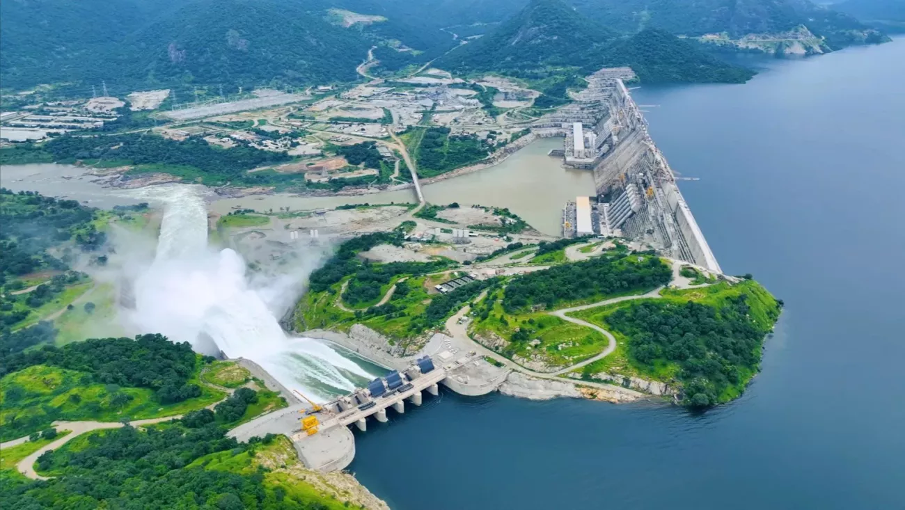 Aerial view of the Grand Ethiopian Renaissance Dam