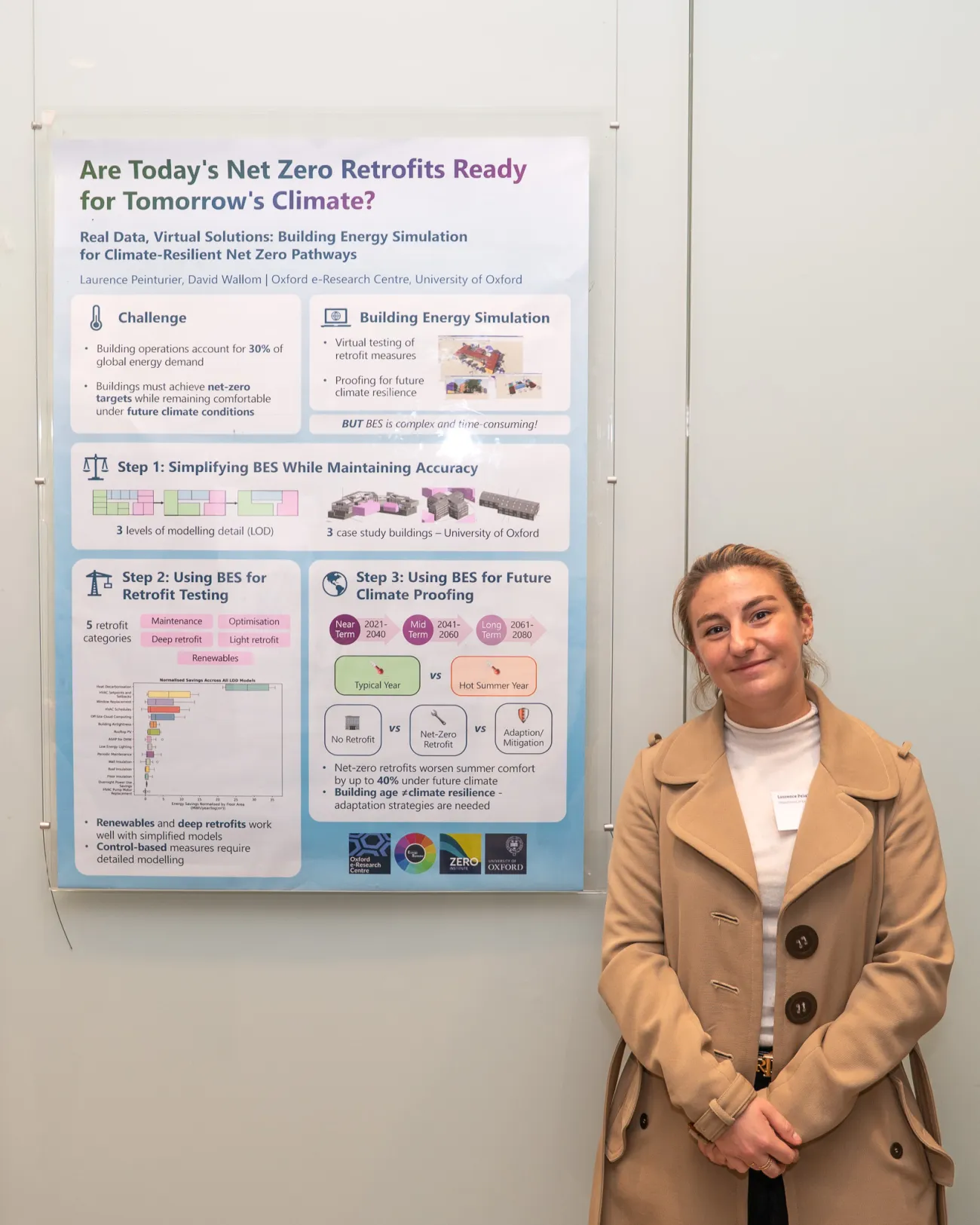 Poster competition entrant Laurence next to her poster