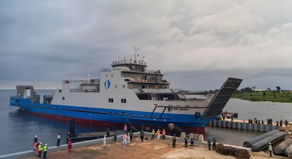 The East Africa Marine Transport vessel, M V Mpungu docked at port