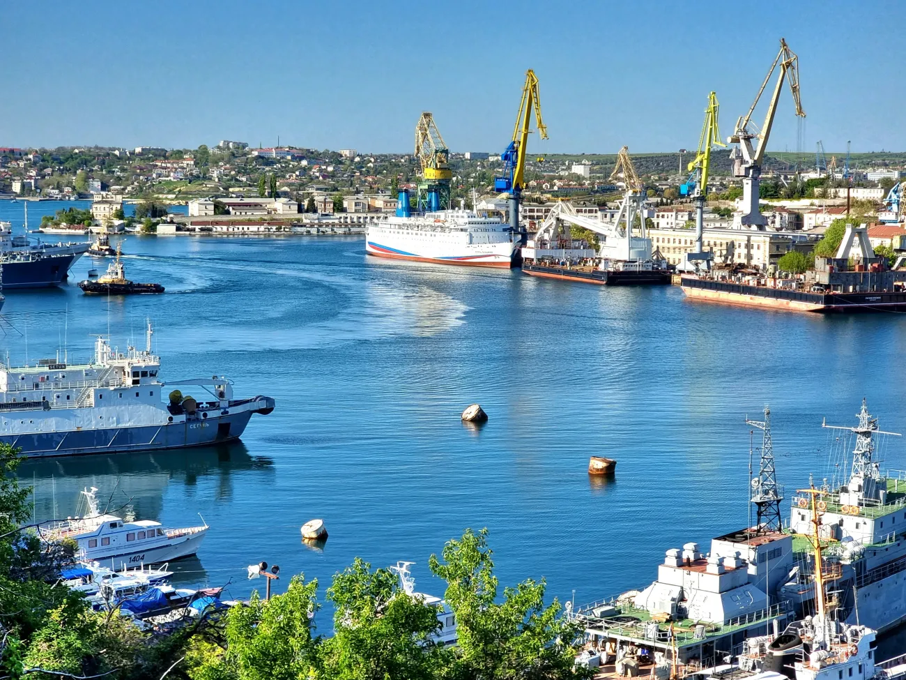 Long shot of the port of Sevastopol