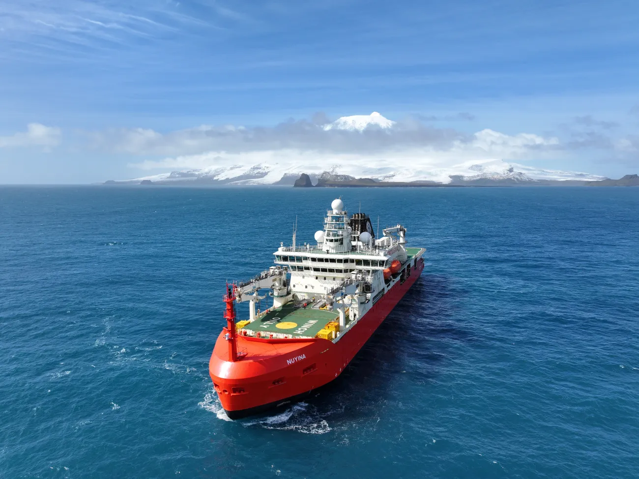 The Nuyina sailing near Heard Island