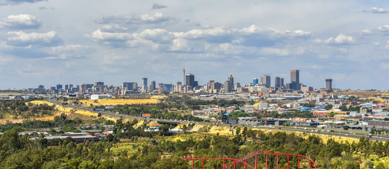 A wide shot of Johannesburg cityscape, Gauteng, South Africa
