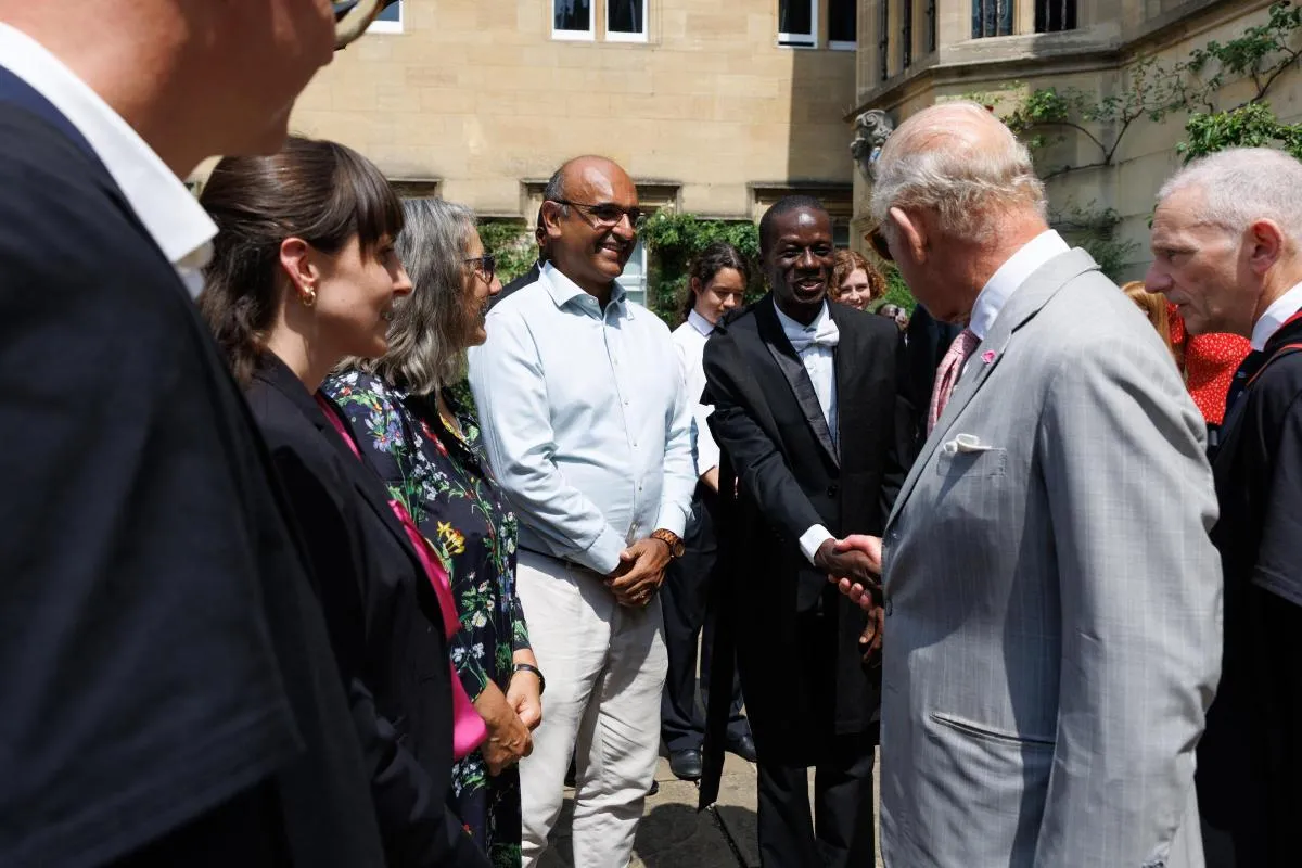 HRM King Charles meeting staff at Oriel College
