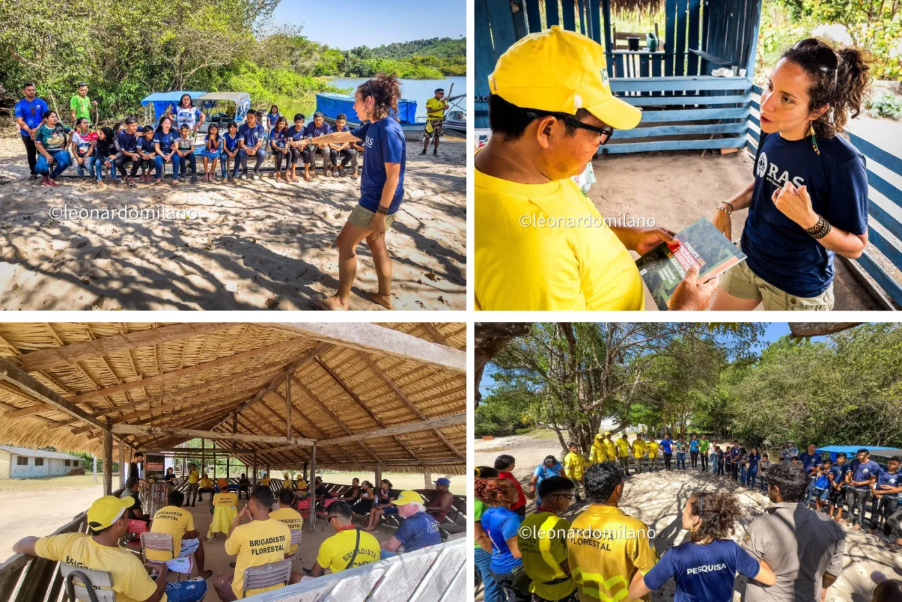 A gallery of four photos showing members of the tour meeting the communities