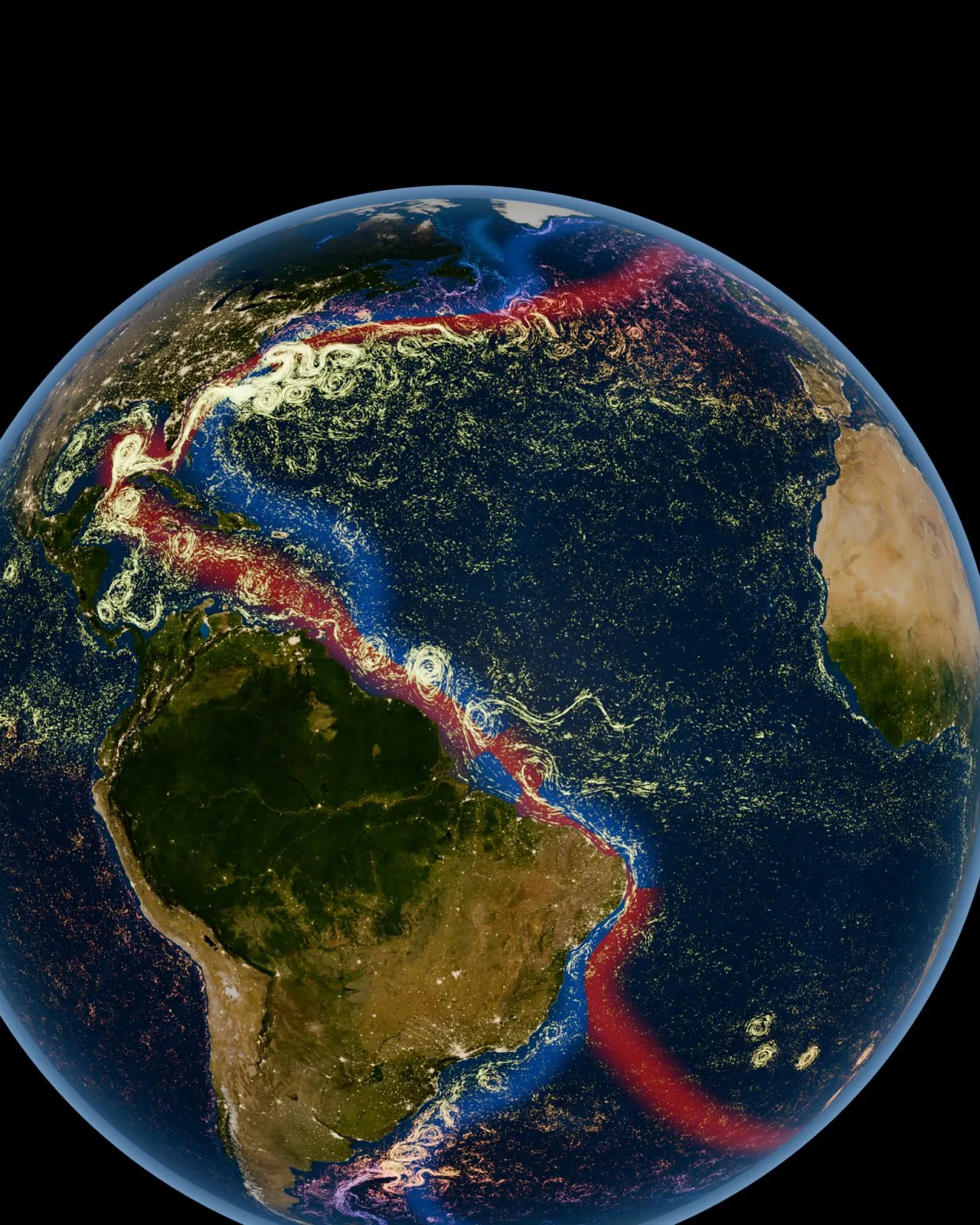 Globe showing Atlantic
