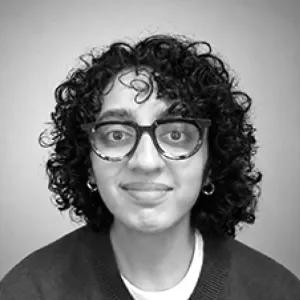 Pree Bharadwaj head shot black and white